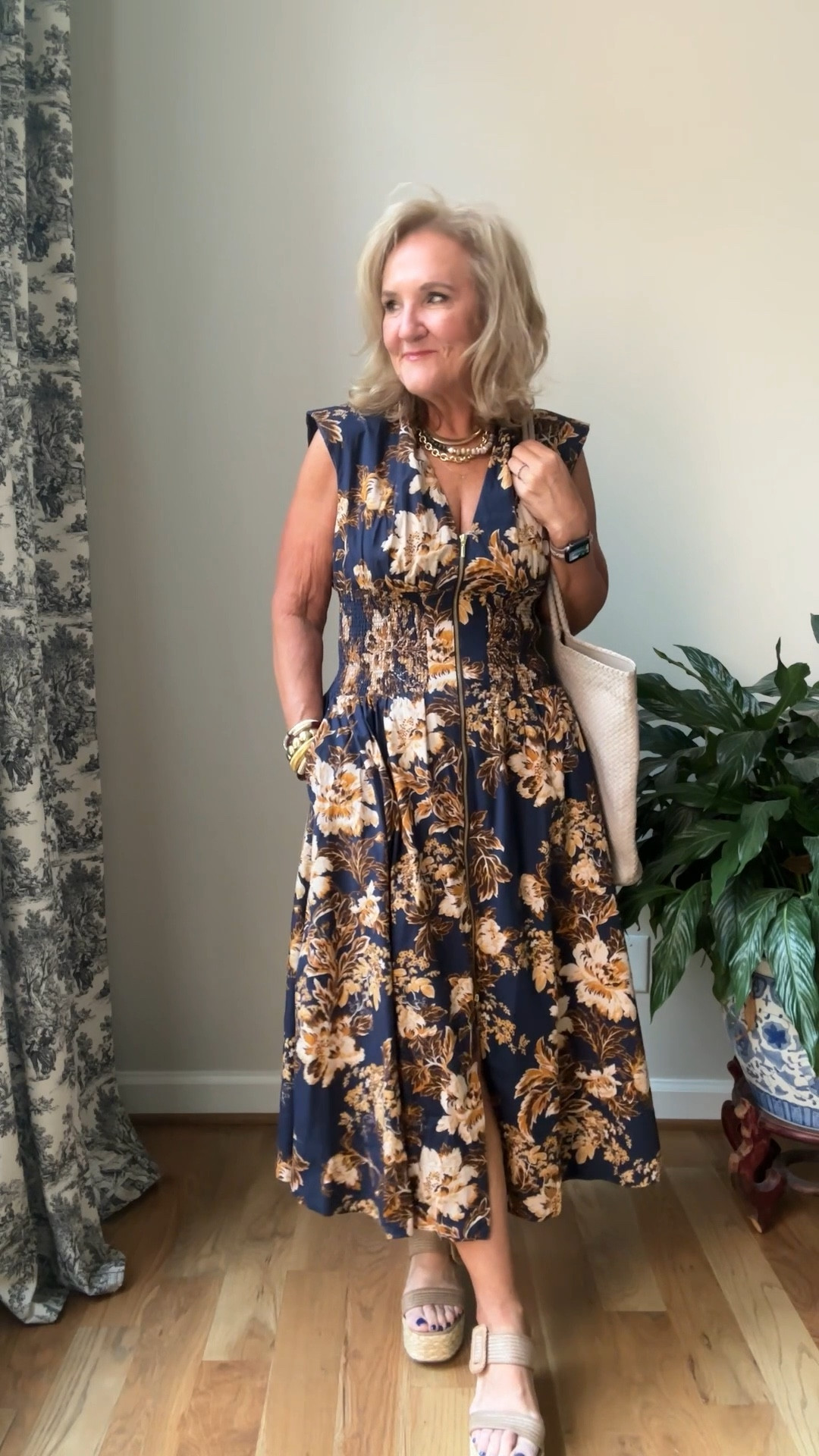 Loving this new Anthropologie Tommie dress. Wear it now on its own, but I’m really excited to style it layered in fall. It’s beautiful! Wearing a medium. 
Fall dress wedding guess dress 
Quince tote. 
Avara sandals wedge sandals size down if inbetween 

#LTKWedding #LTKOver40 #LTKPetite