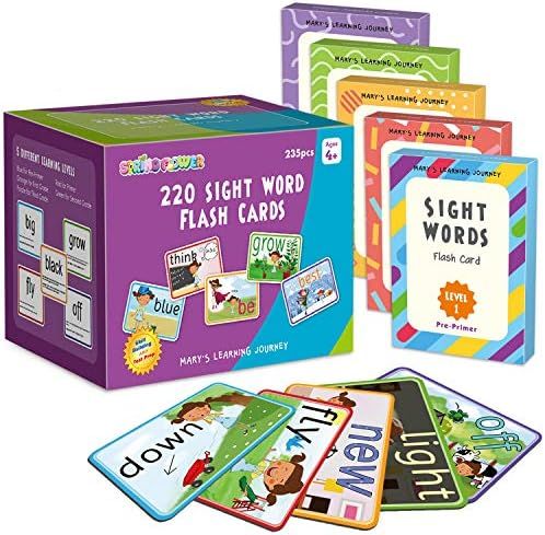 SpringFlower Sight Words Flash Cards with Pictures,Motions&Sentences, 220 Dolch Sight Words for P... | Amazon (US)