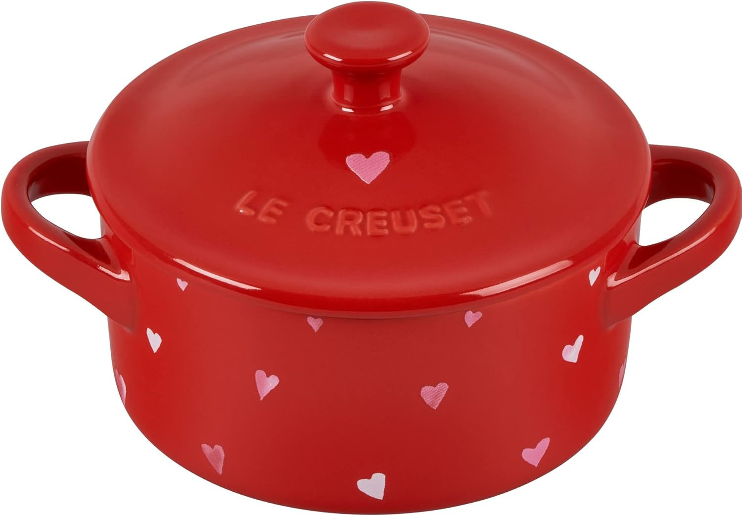 Le Creuset L'Amour Collection Stoneware Mini Round Cocotte, 8oz., Cerise with Heart Applique | Amazon (US)