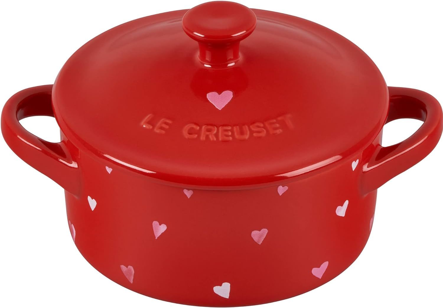 Le Creuset L'Amour Collection Stoneware Mini Round Cocotte, 8oz., Cerise with Heart Applique | Amazon (US)