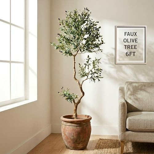 Fake Olive Tree 6.0 Feet – Artificial Plants Indoor, Faux Olive Tree, Fake Tree for Home Decor,... | Amazon (US)