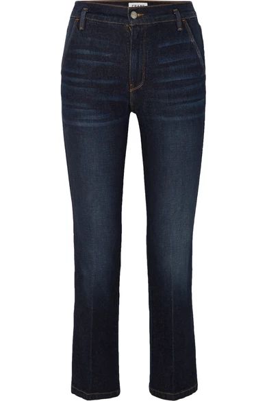 FRAME - Le Slender High-rise Straight-leg Jeans - Dark denim | NET-A-PORTER (US)