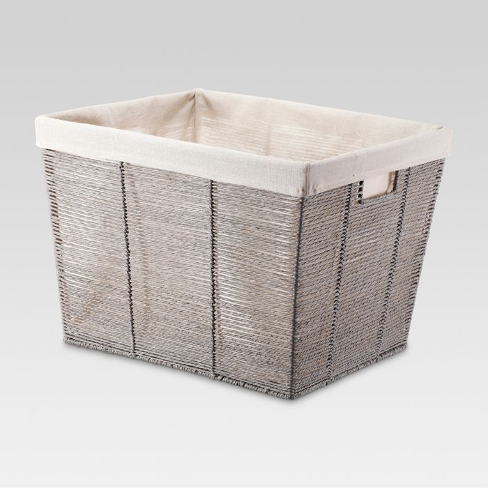 Rectangular Twisted Paper Rope Laundry Basket Gray - Threshold™ | Target