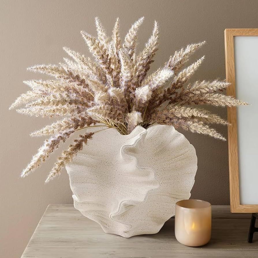 White Ceramic Vase for Modern Home Decor, Ceramic Coral Flower Vase for Nordic Art Pampas Grass,B... | Amazon (US)