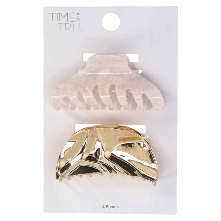Time and Tru Women's Hair Claw Clips, 2-Pack | Walmart (US)
