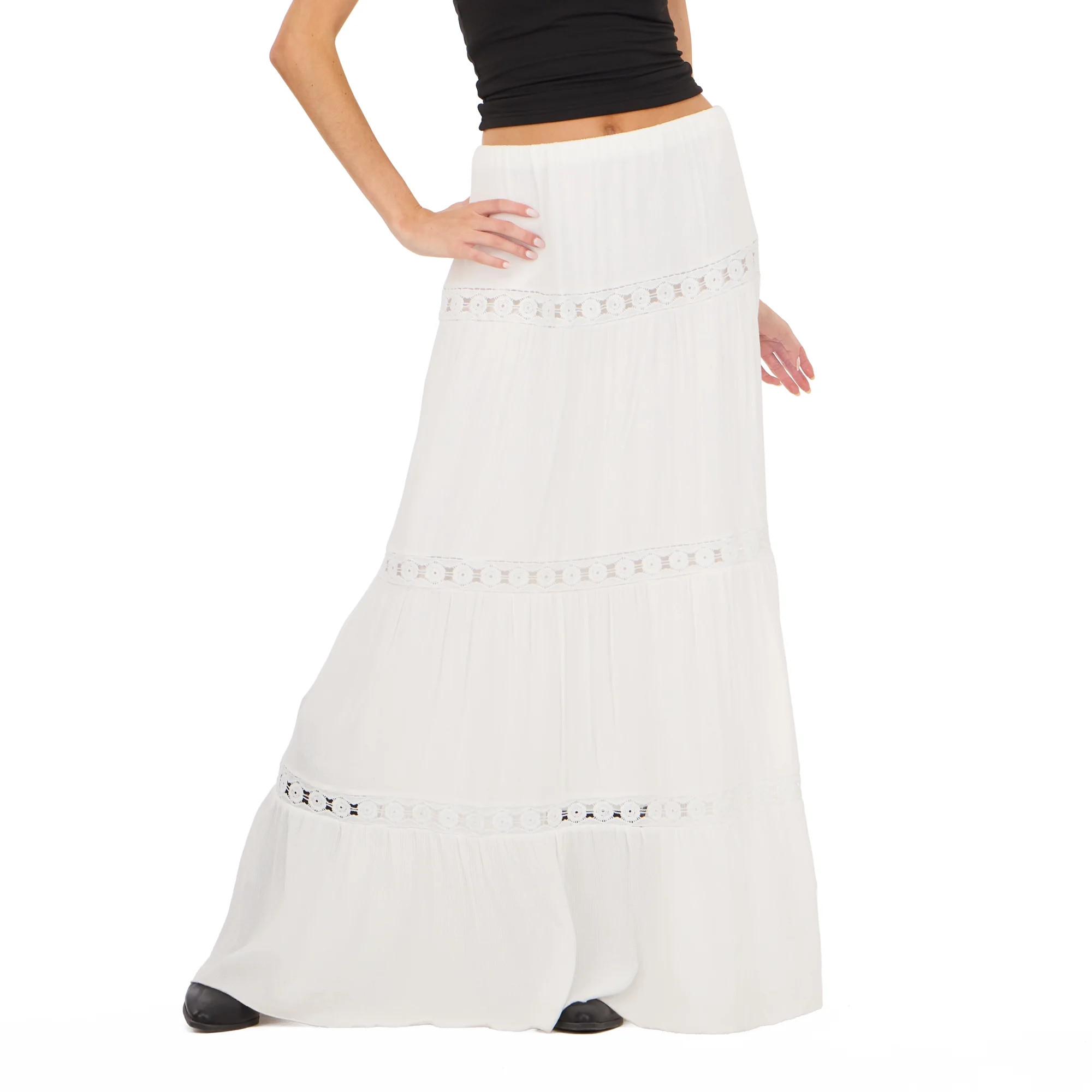 Forever 21 Women's Tiered Lace Maxi Skirt, Sizes XS-XL | Walmart (US)