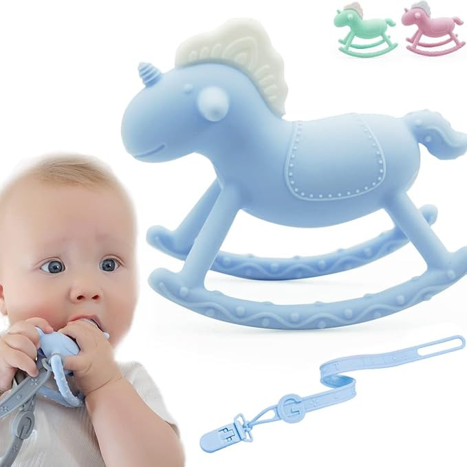 Giftty Baby Teething Toy Infant Teether Unicorn Soother with Pacifier Clip BPA-Free Soft Silicone... | Amazon (US)