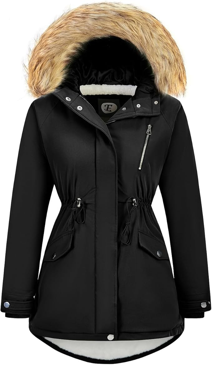 FASRYKOC Women's Fur Hood Winter Parka Thicken Winter Jacket Coat Hooded Puffer Coat with Removab... | Amazon (US)