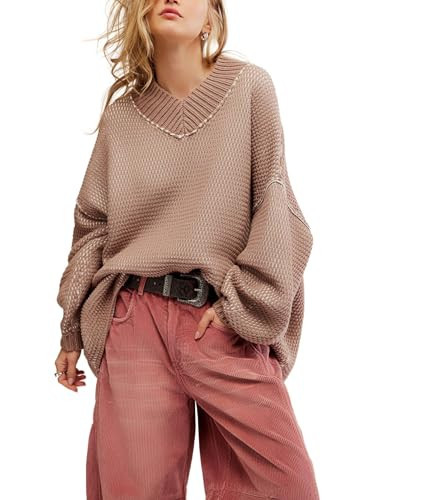 Free People Womens Maisie Sweater Stucco Combo Medium | Amazon (US)