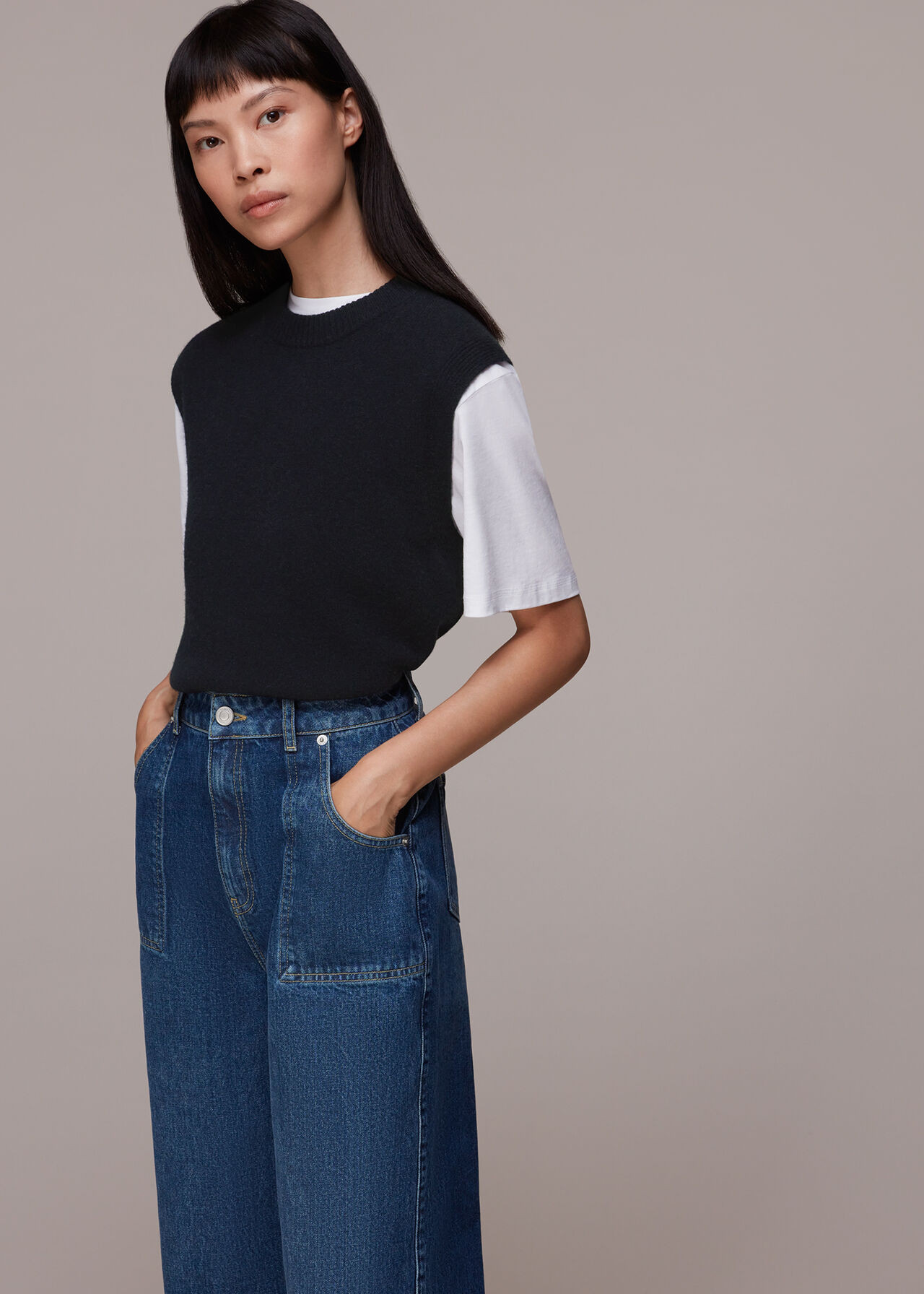 Navy Wool Sleeveless Tank | WHISTLES | | Whistles