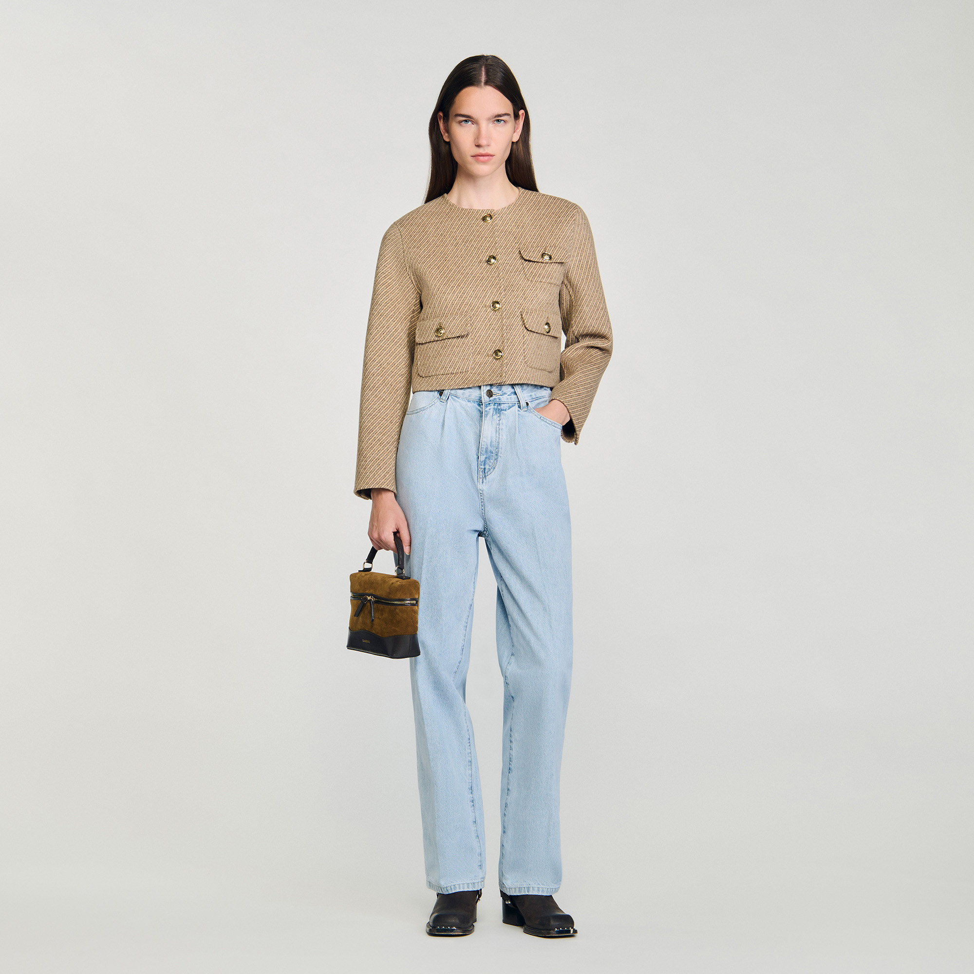 Cropped button-down jacket | Sandro US | Sandro-Paris US