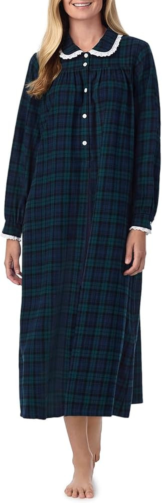 Lanz of Salzburg Sleepwear for Women Classic Round Collar Long Sleeve Soft Flannel Pajama Nightgo... | Amazon (US)