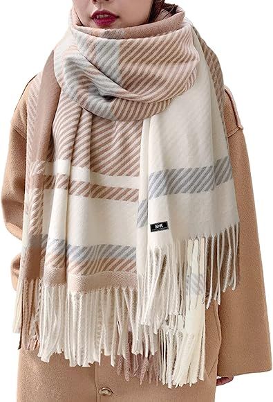 Winter Plaid Scarf - Women Blanket Scarves Long Cashmere Shawl Scarf Large Warm Wrap Shawls for Ladi | Amazon (CA)