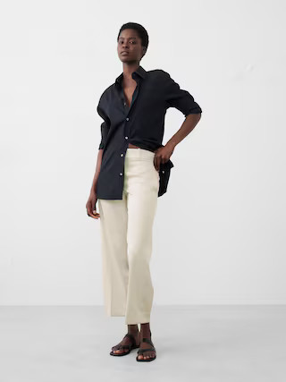 Satin High-Rise Straight Trouser | Banana Republic Factory