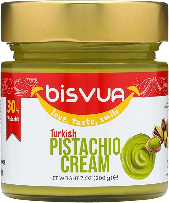 BISVUA Premium Pistachio Cream, 7 Oz (200g) \u2013 Natural Sweet Pistachio Butter Spread for Duba... | Amazon (US)