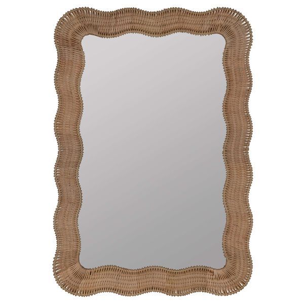 X Erin Gates Natural Rattan Scalloped Linden Wall Mirror | Bellacor