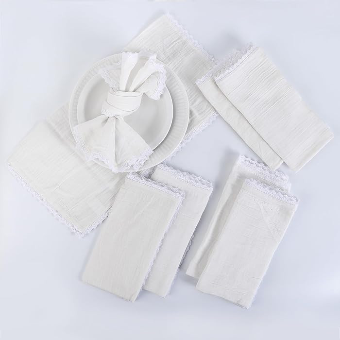 ZOMI Table Napkins 100% Cotton Fabric 20x20 Inches Set of 8 Napkin Cloth Mitered Corners with Sty... | Amazon (US)