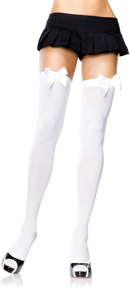 Leg Avenue womens Satin Bow Accent Thigh Highs | Amazon (US)