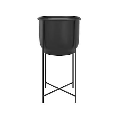 allen + roth 11.8-in W x 22.8-in H Black Metal Planter Lowes.com | Lowe's