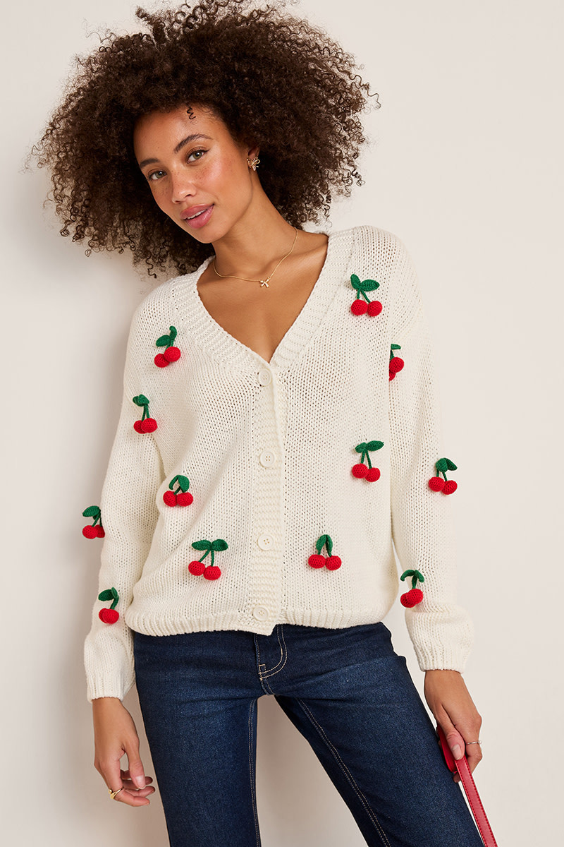 Cherry Bobble Cardigan | Francesca's