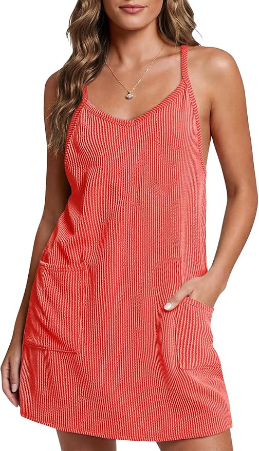 Fisoew Womens Tennis Athletic Dress Mini Romper Dress with Built in Shorts Summer Vacation Outfit... | Amazon (US)
