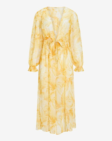 Printed Long Sleeve Maxi Cover-Up | Express