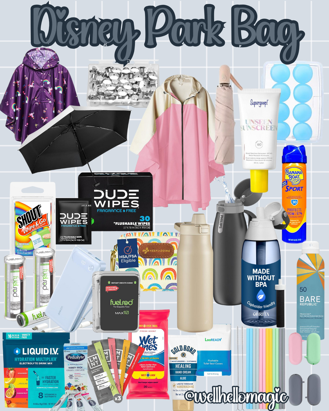 Park bag essentials for Walt Disney World, featuring everything you need for a full day at the parks including sunscreen, portable chargers, snacks, ponchos, comfort items, and must-have supplies to stay prepared from rope drop to fireworks.
 

#LTKTravel #LTKSeasonal #LTKmomlife