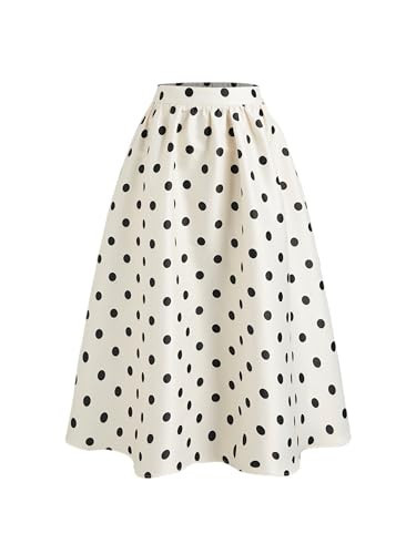 CIDER Womens Polka Dot Maxi Skirts A Line Elastic Waisted Elegant Vintage Outfits Casual Skirt 2025 Fall | Amazon (US)