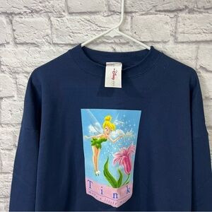 Vintage Disney Store XL Navy Blue Tinkerbell Graphic Crew Neck Sweatshirt NWT | Poshmark
