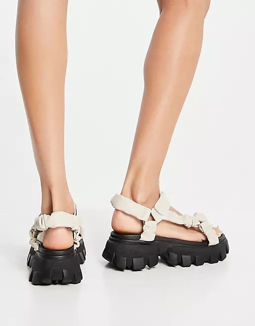 Public Desire Wide Fit Expectation chunky sandals in bone | ASOS (Global)