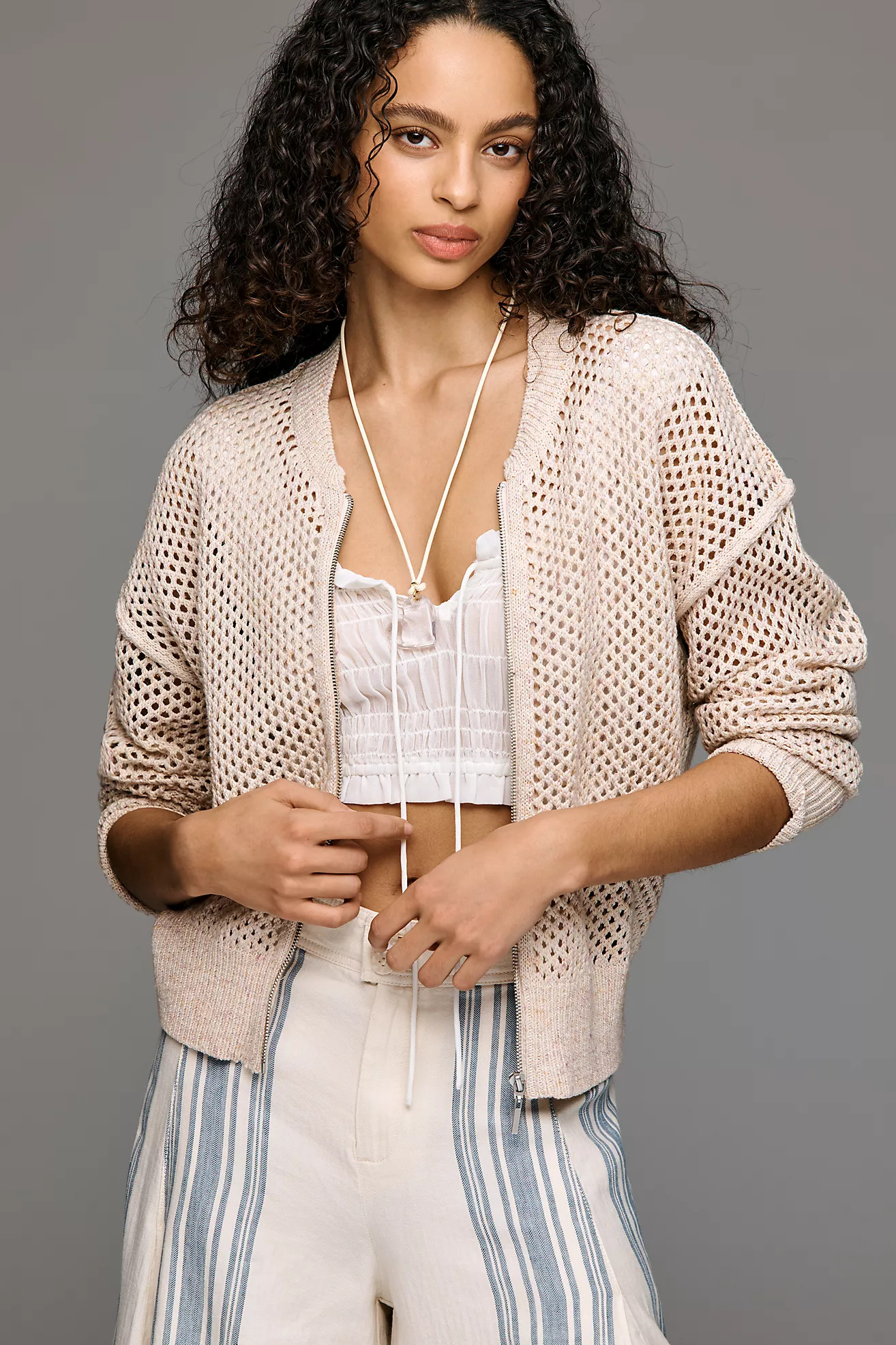 Pilcro Stitchy Bomber Cardigan Sweater | Anthropologie (US)