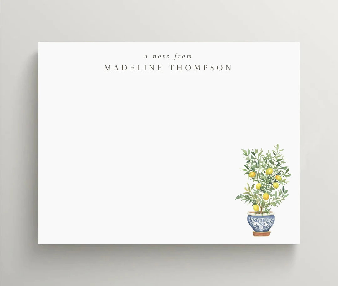 Personalized Stationery Set Flat Note Card Lemon Tree - Etsy | Etsy (US)