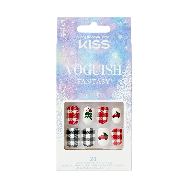 KISS Voguish Fantasy, Holiday Press on Nails, Aurora Dusk, Multicolor, Short Squoval, 28 Count | Walmart (US)