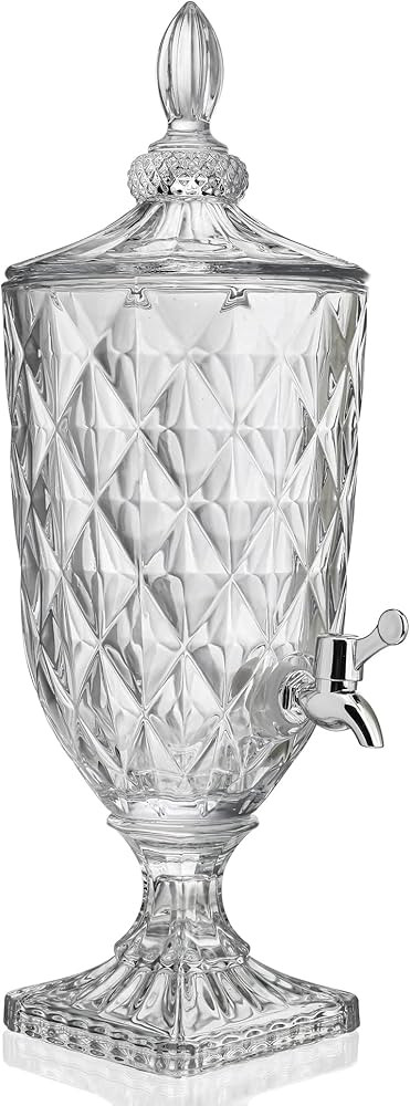 0.8 Galllon Glass Drink Dispenser for Parties with Spigot Glass Iced Beverage Dispenser with Lid ... | Amazon (US)