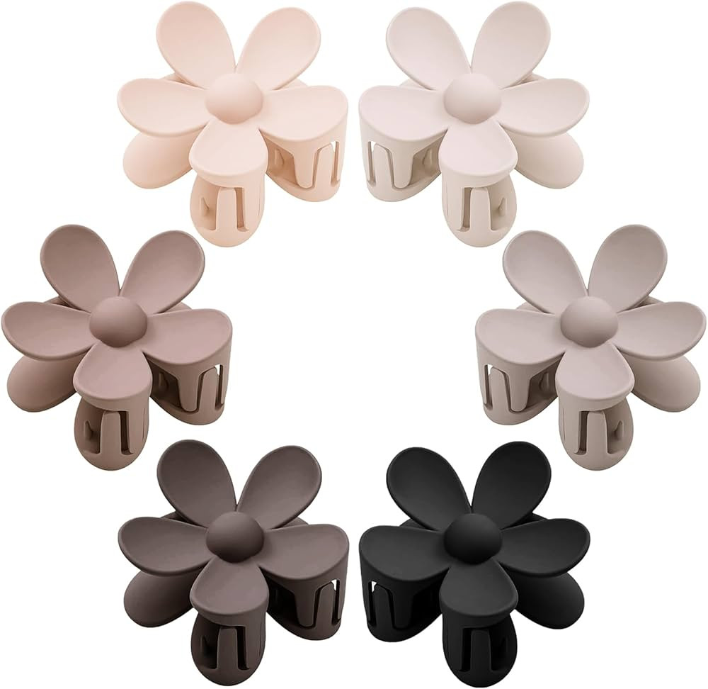 Flower Hair Clips 6 PCS Flower Claw Clips Cute Hair Claw Clip Daisy Clips Matte Large Claw Clips ... | Amazon (US)