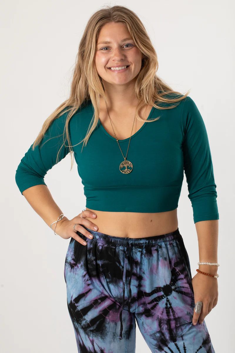 Cora 3/4 Sleeve Crop Top | Mexicali Blues