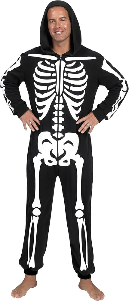 Spooktacular Creations Adult Skeleton Costumes for Men Skeleton Jumpsuit Pajama Zip-Up Hooded Jum... | Amazon (US)