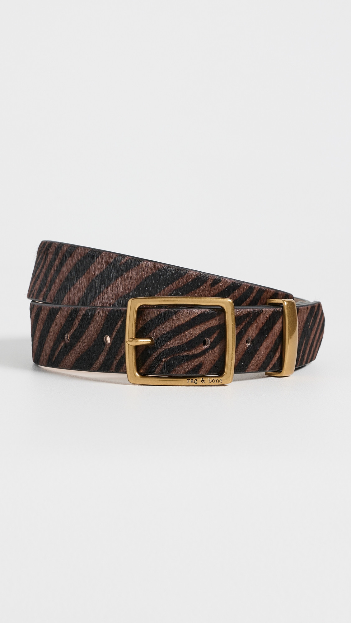rag & bone X Boyfriend Belt Coffee Zebra Haircalf M | Shopbop