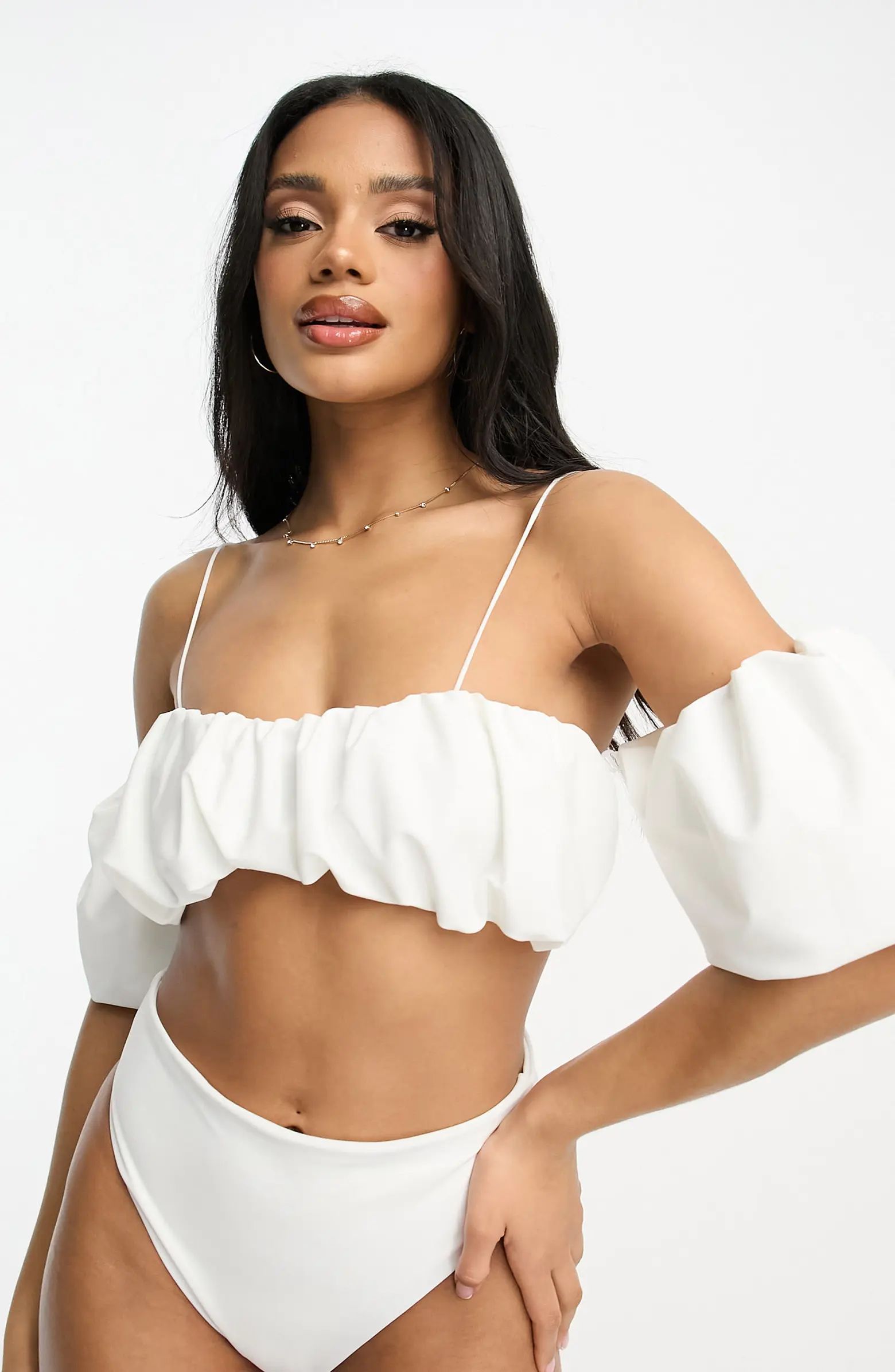 Puff Sleeve Bikini Top | Nordstrom