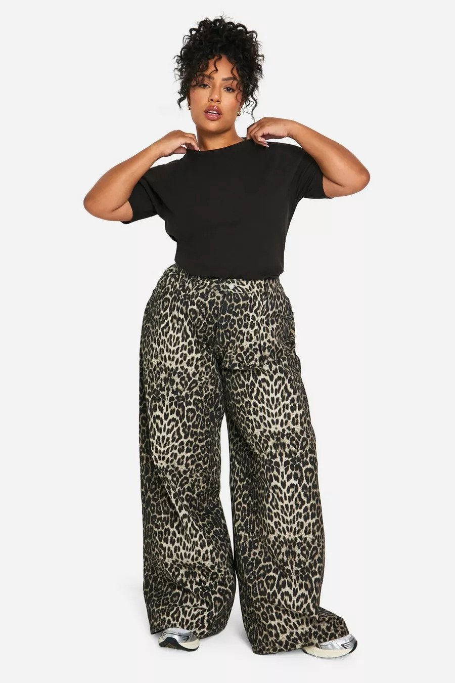 PLUS EXTREME WIDE LEG LEOPARD JEAN | boohoo (US & Canada)