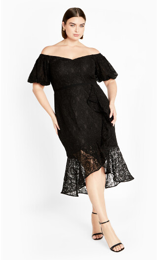 DRESS LACE LILY - Black - 20 | City Chic Online