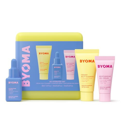 BYOMA So Hydrating Set - Barrier Repair Skincare Set - Creamy Jelly Cleanser, Hydrating Face Serum & Ceramide Face Moisturizer for Dry Skin - Anti Wrinkle, Alcohol Free Skin Care - 30ml, 15ml, 15ml | Amazon (US)