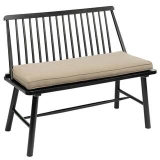 44 in. 2 Seated Black Farmhouse Wood Outdoor Bench in Black | The Home Depot