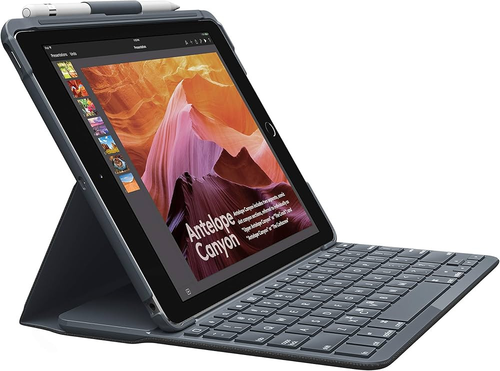 Logitech Folio delgado con teclado Bluetooth integrado para iPad (5ª y 6ª generación) - Negro | Amazon (US)
