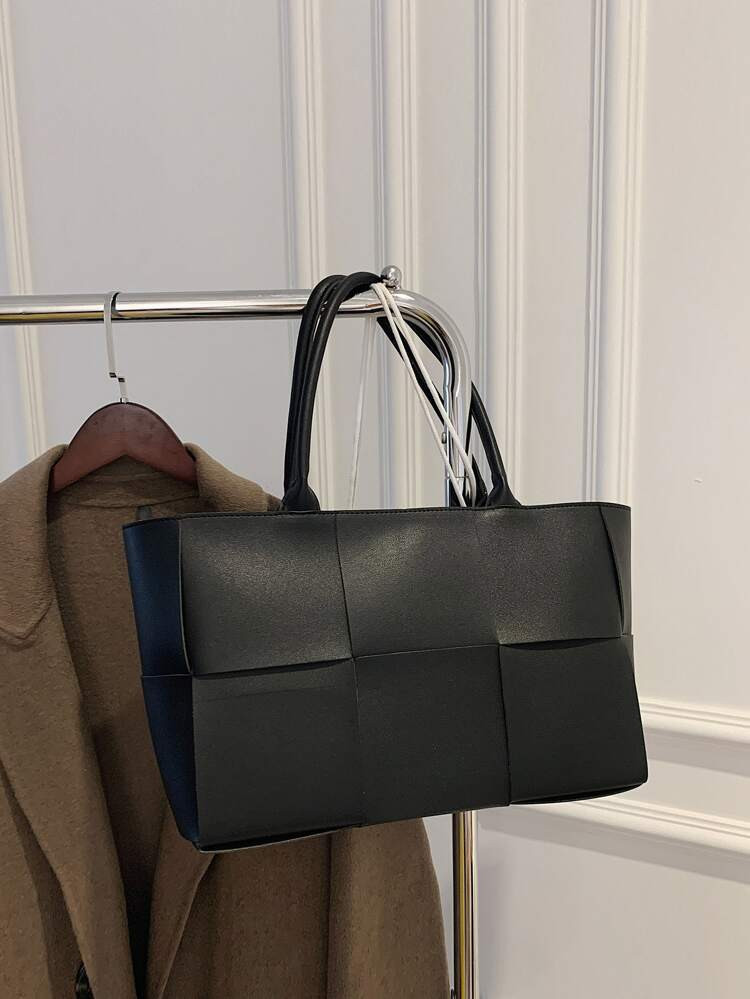 Large Capacity Tote Bag Solid Color Braided Design | SHEIN