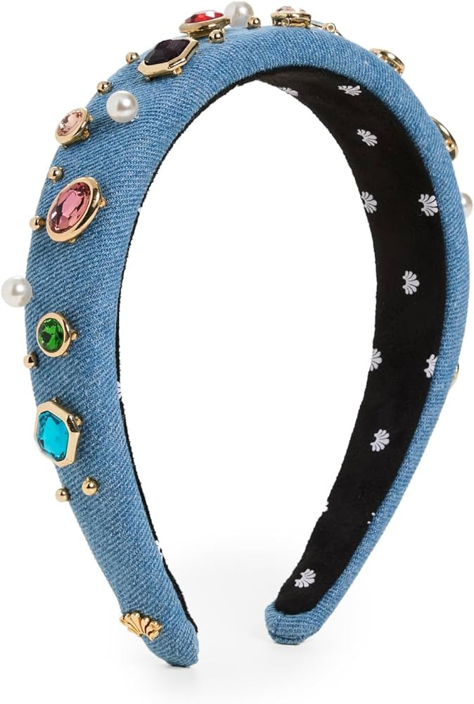 Lele Sadoughi Women's Gem Bezel Denim Alice Headband, Light Denim, Blue, One Size | Amazon (US)