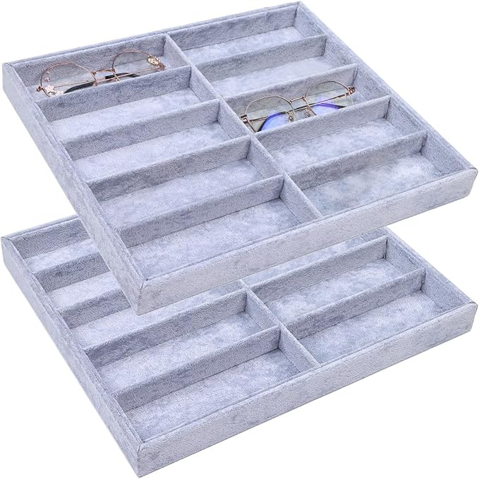 2 PCS Sunglass Organizer Trays Display Sunglass Trays 10 Grids Velvet Glasses Tray Stackable Jewe... | Amazon (CA)