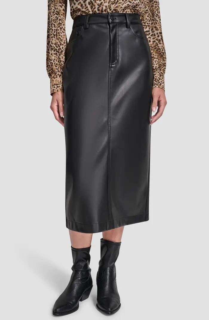 DKNY Jeans Faux Leather Midi Skirt | Nordstromrack | Nordstrom Rack