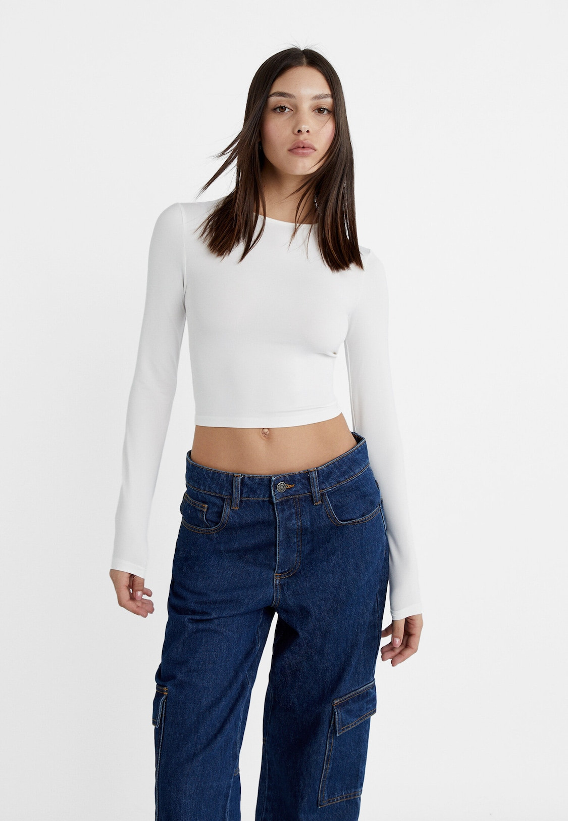Long sleeve polyamide T-shirt - Women's fashion | Stradivarius United Kingdom | Stradivarius (UK)