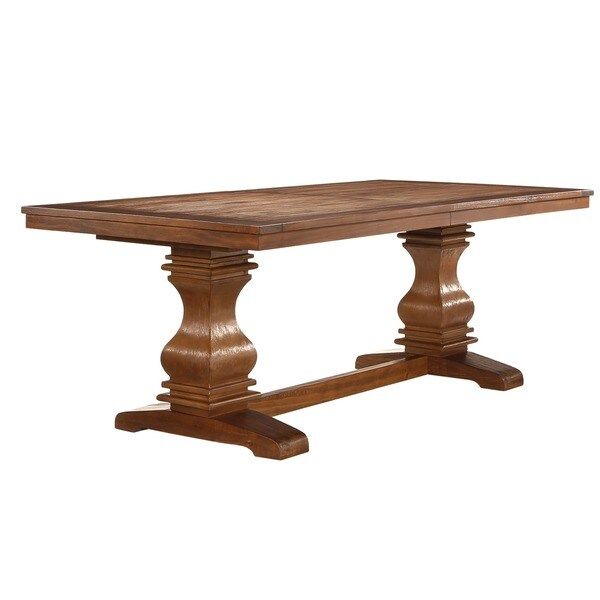 Atelier Burnished Brown Pedestal Extending Dining Table by Tribecca Home | Bed Bath & Beyond